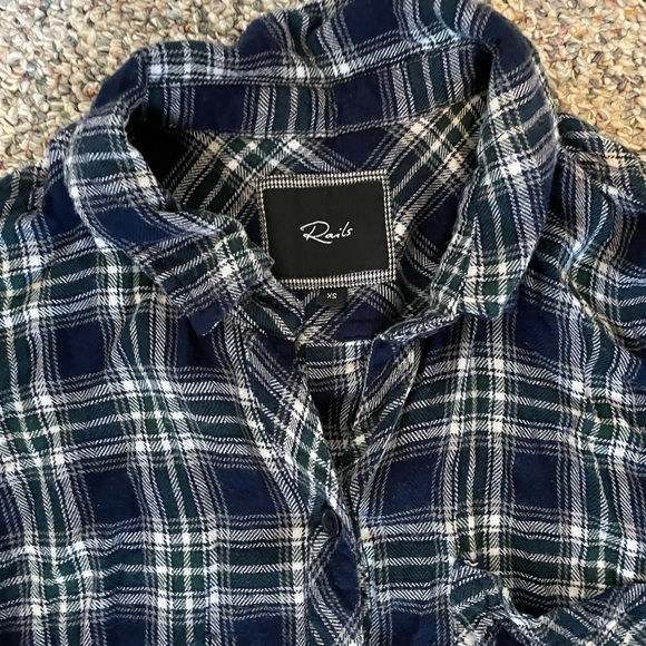 Rails Blue and Green Plaid Shirt XS - Picture 3 of 4